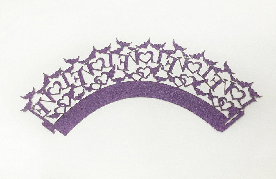 HUAL Cupcake Wrappers 50 Filigree Artistic Bake Cake Paper Cups LOVE Lace Laser Cut Liner Baking Cup Muffin Case... N9