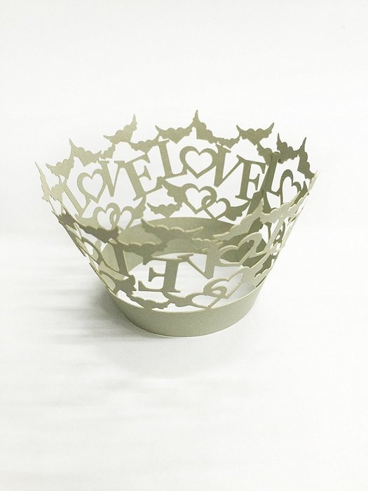 HUAL Cupcake Wrappers 50 Filigree Artistic Bake Cake Paper Cups LOVE Lace Laser Cut Liner Baking Cup Muffin Case... N10