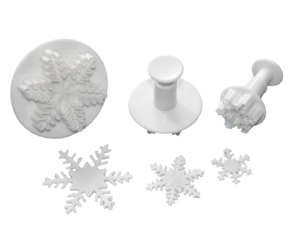 FOUR-C Cupcake Top Decorations Snowflake Fondant Plunger Cutter Set Gum paste Tools Color White