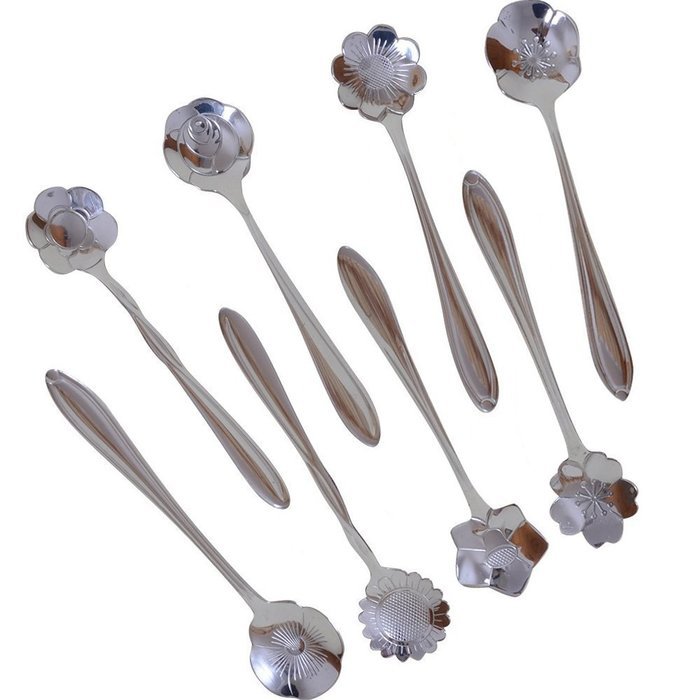 SHENFAN Stainless Steel Tableware Creative Flower Coffee Spoon, Stirring Spoon, Sugar Spoon, Stir Bar Spoon, Mixing... N4