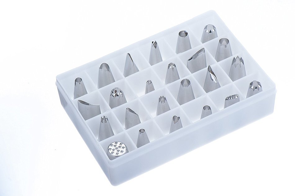VonShef 24 Piece Stainless Steel Piping Bag Tips / Nozzles for Royal Icing, Buttercream or Frosting Cakes and... N4