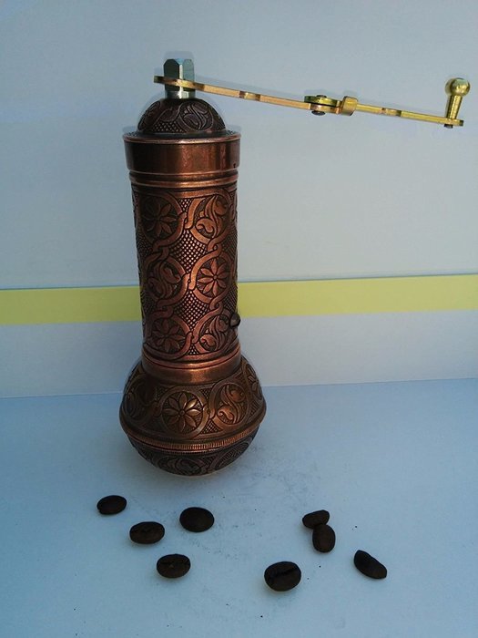 Armenian Handmade Antique Coffee Grinder, 3 Different Colors, 7.5'' (Silver) N10