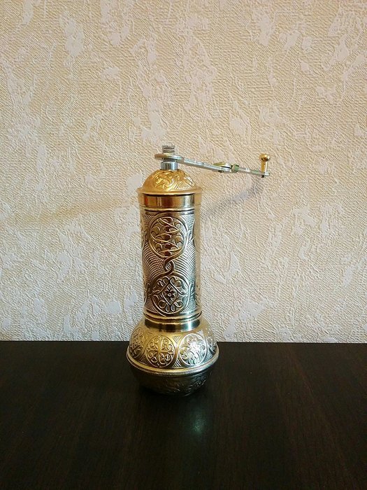 Armenian Handmade Antique Coffee Grinder, 3 Different Colors, 7.5'' (Silver) N11
