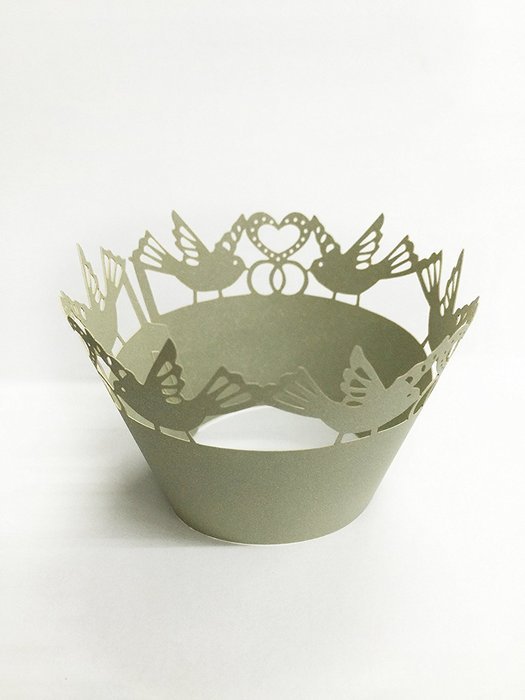 HUAL Cupcake Wrappers 50 Filigree Artistic Bake Cake Paper Cups Birds Lace Laser Cut Liner Baking Cup Muffin Case... N10