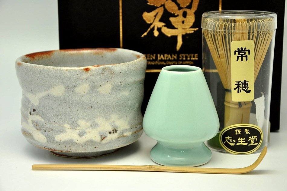 Japanese Mino Yaki ware Matcha Bowl And Tea Ceremony Set Green Tea 10.5 / 10.5 / 8.5cm (4.1 / 4.1 / 3.3inch)[7372] N5