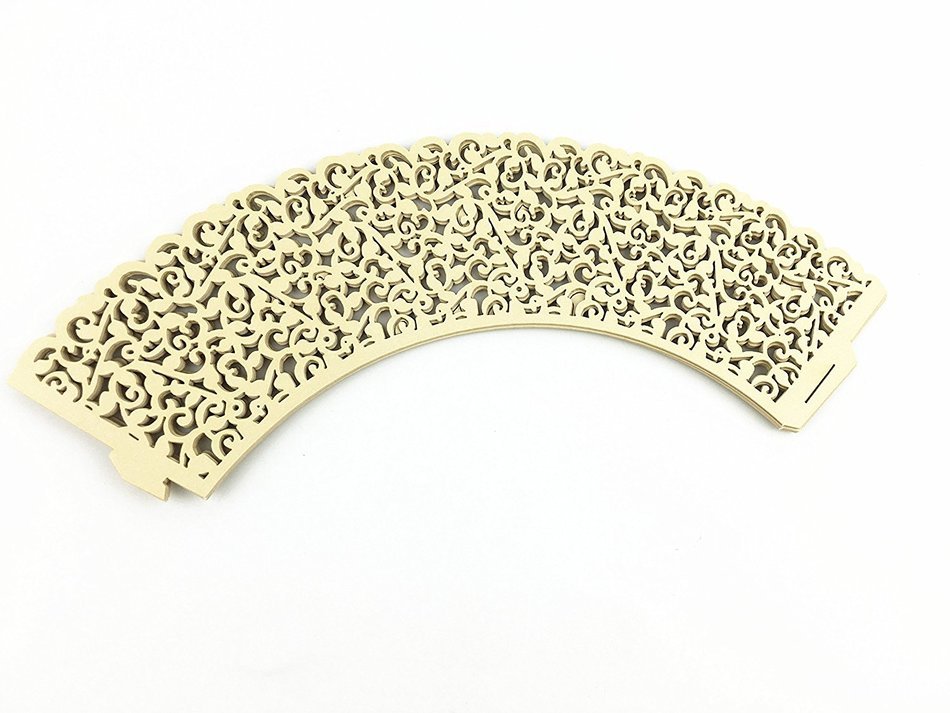 Yansanido 100 set pink Filigree Artistic Bake Little Vine Lace Laser Cut Cupcake Wrapper Cup Muffin Case Trays... N7