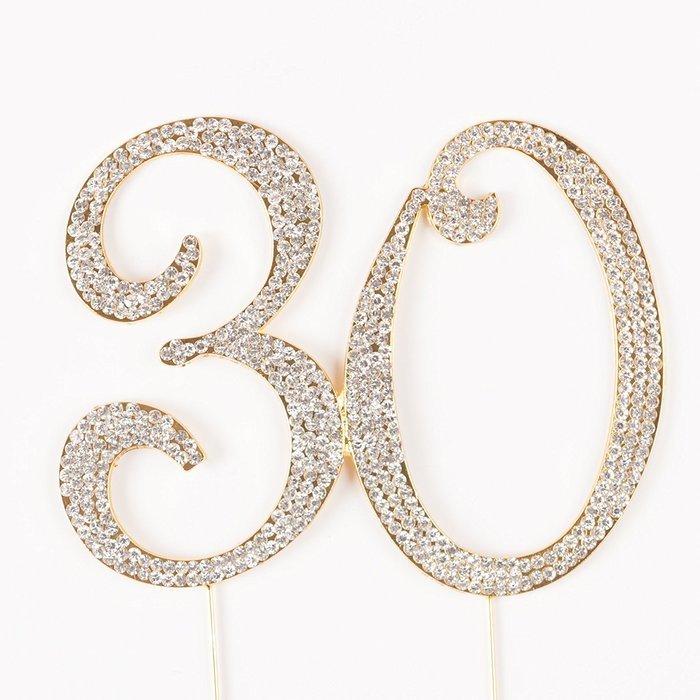 30 Cake Topper for 30th Birthday or Anniversary Gold Party Supplies & Decorations (Gold) N11