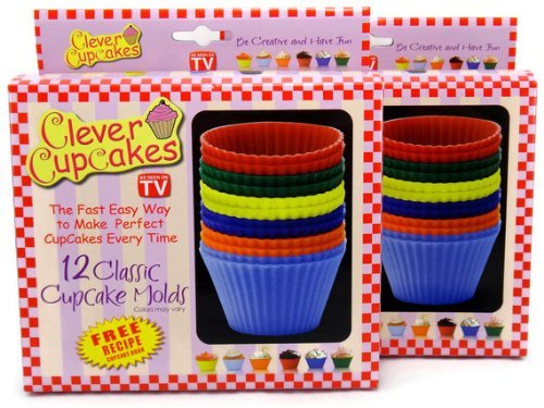 Clever Cupcakes Classic Cupcake Molds, Reusable Silicone - 2 Packs of 12 Molds N4