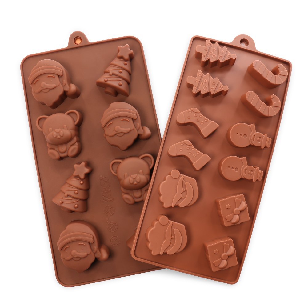 Candy Molds 2PCS YYP Christmas Shape Mold Silicone Candy Making