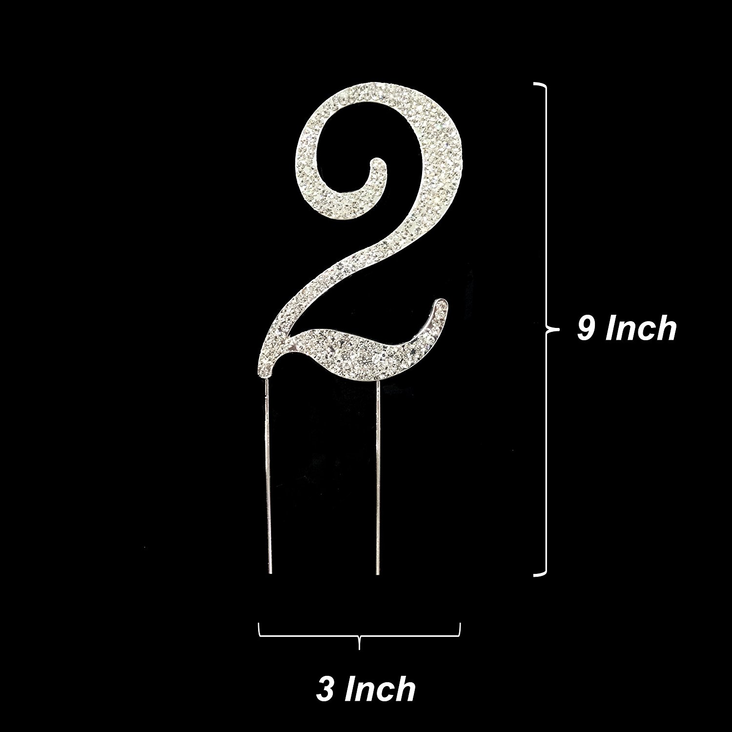 Number 2 Rhinestone Crystal Cake Topper Silver, Numbers, Letters for ...