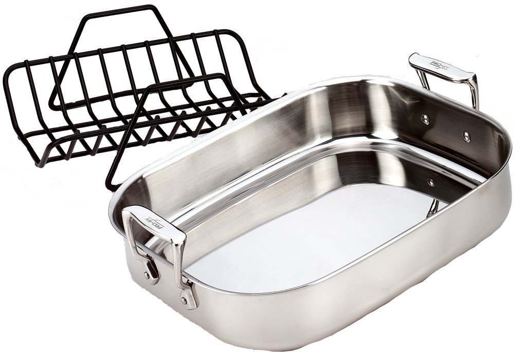 AllClad 51114 Stainless Steel Petite Roti Pan with Nonstick VShaped