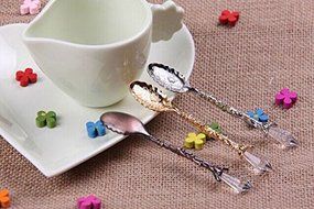 Pack of 6 BeautyMood Retro Vintage Palace Style Decorative Coffee Tea Spoon Scoop Holes（Gold &amp; Silver &amp; Bronze） N4