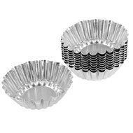 Silver Tone Aluminum Egg Tart Mold Mould Makers 10 Pcs