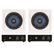 Blue Octave RW8 In Wall 8" Passive Subwoofer Speakers Home Theater 2 Sub and 2 Amp Set