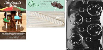 Cybrtrayd Palette Lolly Jobs Chocolate Mold with Lollipop Supply Bundle of 50 Lollipop Sticks, 50 Cello Bags,... N7