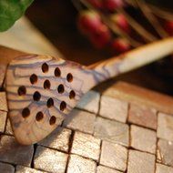Hand Carved Olive Wood Honey Dipper N2
