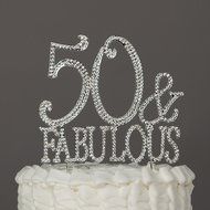 50 Cake Topper for 50th Birthday or Anniversary Gold Party Supplies and Decoration Ideas (Gold) N6