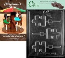 Cybrtrayd &quot;Puzzle Piece Lolly Autism Awar&quot; Miscellaneous Chocolate Candy Mold with Chocolatier&#039;s Guide Instructions...