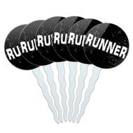 Set of 6 Cupcake Picks Toppers Decoration Running - Crazy 26.2 Runner Marathon N8