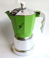 Top Moka: "Top" Aluminium Coffee Maker, Green with Silver Boiler Chamber, 6-Cups [ Italian Import ]