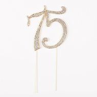 75 Cake Topper for 75th Birthday or Anniversary Crystal Rhinestone Number Decoration (Silver) N6
