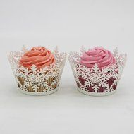 Oksale 24Pcs Christmas Hollow Lace Cup Muffin Holder Cake Paper Case Wraps Cupcake Wrapper for Wedding Birthday... N36