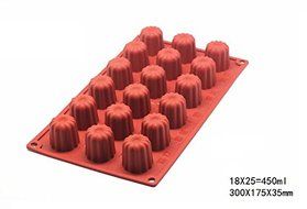Astra shop 18 Cavities Mini Non-Stick Silicone Mold, Cannele Bordelais Multi Cavity Baking Mold, Red N3