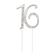 Pixnor Sweet 16 Cake Topper Rhinestone Number Sixteen 16th Birthday Party Decoration Silver N5