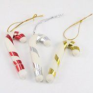 3packs,6pcs/pack 6.5cm Plastic Crutch Diy Accessories Christmas Decoration (Mixed 3 Colors) N2
