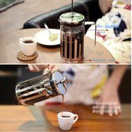 Stainless Steel Filter Press Coffee Pot Tea Maker Heat Resistant Glass N2