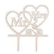 LOVENJOY with Gift Box Mr and Mrs Monogram Wedding Engagement Cake Topper Rustic Wood (5.5-inch) N2