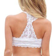 PHOTNO Women White Lace Wrapped Chest Gather Vest N7