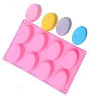 Y&amp;XL&amp;H 8-Cavity Oval Soap Mold Silicone Chocolate Mould Tray Homemade Muffin Making(Random Color) N2