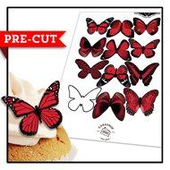 Cakeshop 12 x PRE-CUT Red Edible Butterfly Cake Toppers