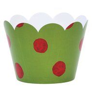 Cupcake Wrappers Green and Red Polka Dot Decorations for Packaging Christmas Treats and Food Gifts 36 Pieces by... N5