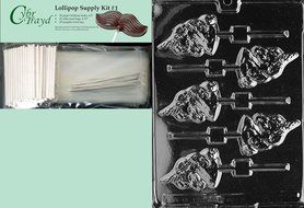 Cybrtrayd 45StK25S-A008 Unicorn Lolly Animal Chocolate Candy Mold with Lollipop Supply Kit