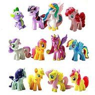 Generic 12 Piece Set My Little Pony Cake Toppers Cupcake Toys Figurines Decoration for Life Ornaments, Multicolor