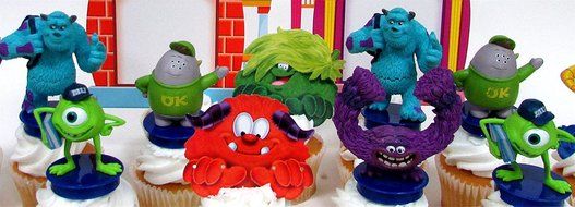 MONSTERS UNIVERSITY 14 Piece Birthday CUPCAKE Topper Set Featuring 8 Monsters University Figures and Decorative... N4