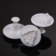 Whitelotous Christmas Theme Cookie Cutters - Plastic Fondant Cake Sugarcraft Cutter Decorating Baking Mold Plunger... N15
