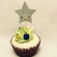 DooXoo Double Sided Star Topper Silver Glitter Star Wand Cake Topper Cupcake Topper Wedding Cupcake Toppers Set... N3