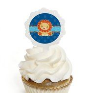 Lion Boy - Cupcake Picks with Stickers - Party Cupcake Toppers - 12 Count