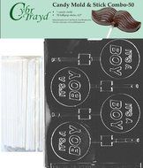 Cybrtrayd 45St50-B023 It&#039;s A Boy Lolly Chocolate Candy Mold with 50 Cybrtrayd 4.5&quot; Lollipop Sticks
