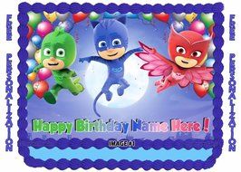 Personalized PJ MASKS Edible Image CAKE TOPPER Frosting Sheet Copcake Owlette (1/4 sheet, Image 3) N3