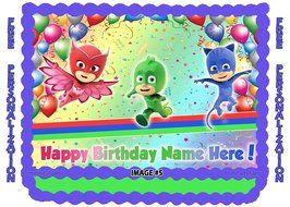 Personalized PJ MASKS Edible Image CAKE TOPPER Frosting Sheet Copcake Owlette (1/4 sheet, Image 3) N5