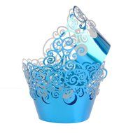 Aiyaya Filigree Artistic Muffin Case Cupcake Paper Cup Liners Little Vine Lace Laser Cupcake Wrappers for Wedding... N19