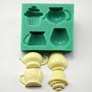 Sher Teapot Teacup Cupcake Shaped Fondant Cake Mould Chocolate Silicone Mold/Decoration Tools For Kitchen Baking N4