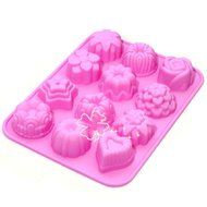 DUFUSTORE 1pcs 12 Flower Cake Mold Chocolate Silicon Mould Pattern Random Color N4
