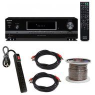 Sony STRDH130AV Receiver w/Power Strip, Wire and Two RCA Plug Bundle N2