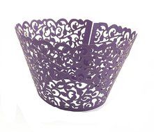 Yansanido 100 set pink Filigree Artistic Bake Little Vine Lace Laser Cut Cupcake Wrapper Cup Muffin Case Trays... N12