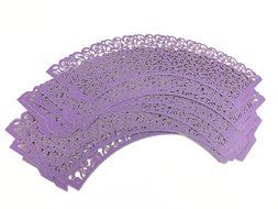 Yansanido 100 set pink Filigree Artistic Bake Little Vine Lace Laser Cut Cupcake Wrapper Cup Muffin Case Trays... N13